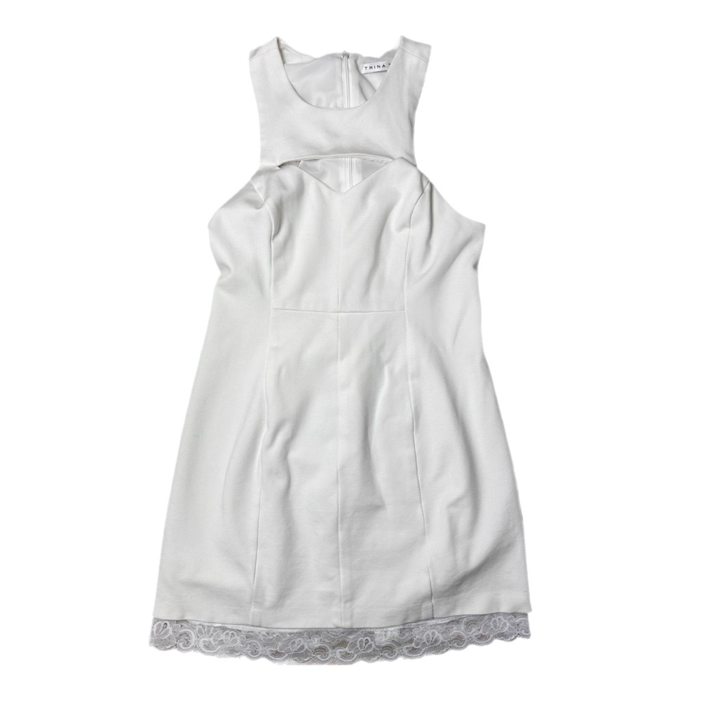 Trina Turk White Sleeveless Mini Dress Lace Hem Lining Size 6